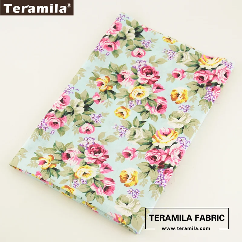 Teramila ผ้า Poplin ผ้าฝ้าย Patchwork ดอกไม้สไตล์ Handwork เด็กเสื้อไตรมาสเมตรผ้าซม.สำหรับจักรเย็บผ้า