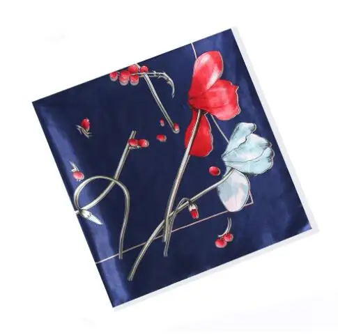 2019 New Arrival Luxury Brand 100%Twill Silk Woman Scarf Square Scarves Butterfly Flowers Print Silk Scarf Shawl&Wraps Hijab