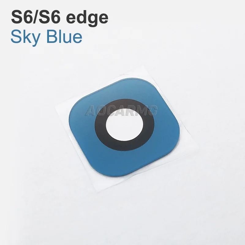 Aocarmo capa de vidro para lente de câmera traseira + moldura de anel de metal + adesivo adesivo para samsung galaxy s6 s6edge edge g9200 g9250
