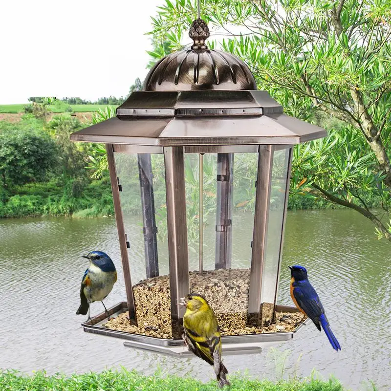 European Style Wild BIrd Feeder Outdoor Bird Feeding Tray Rain Proof Food Container