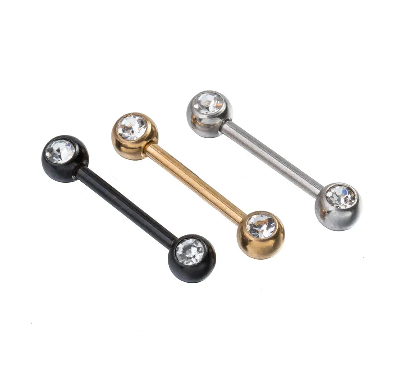 

LOT50pcs Surgical Steel Tongue Ring Bar Nipple Barbells Body Piercing 14G~1.6mmx14mmx5/5mm NEW Arrived