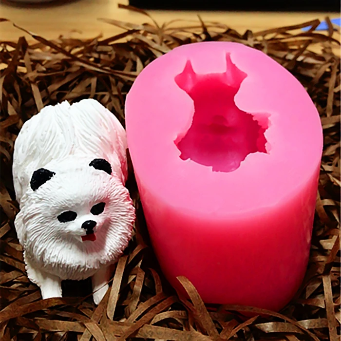 Pomeranian perfumed plaster moulds chocolate mousse cake decorative molds C1220 silica gel molds