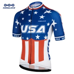 KEMALOCE Bike Jersey USA Navy International New American Sport Dirt Outdoor Cycle Uniform Short Sleeve Pro Team Bicycle Clothes