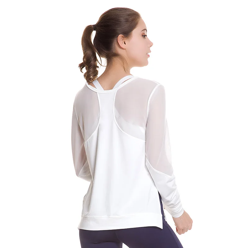 Women Spring Summer Fall Sports T-shirt Long Sleeve Leisure Yoga Shirt Quick-drying Top Long Sleeve Mesh Top