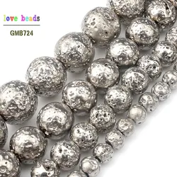 Natural Stone White Lava Round Loose Beads 4mm 6mm 8mm 10mm DIY Necklace Bracelet Jewelry Making Accessories