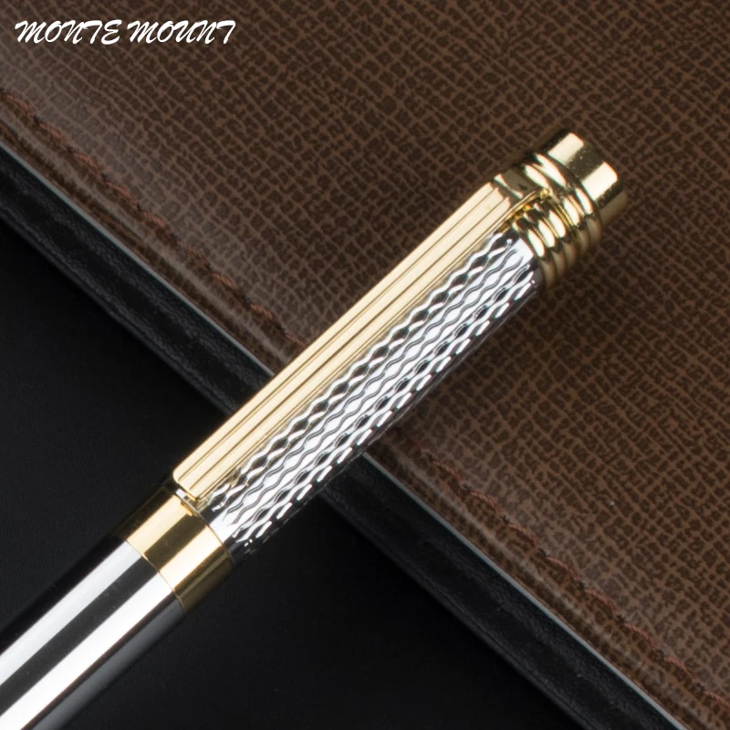 Luxury ball pen Platinum Golden Slender body school Carved pattern Business office Medium nib Ballpoint Pens New