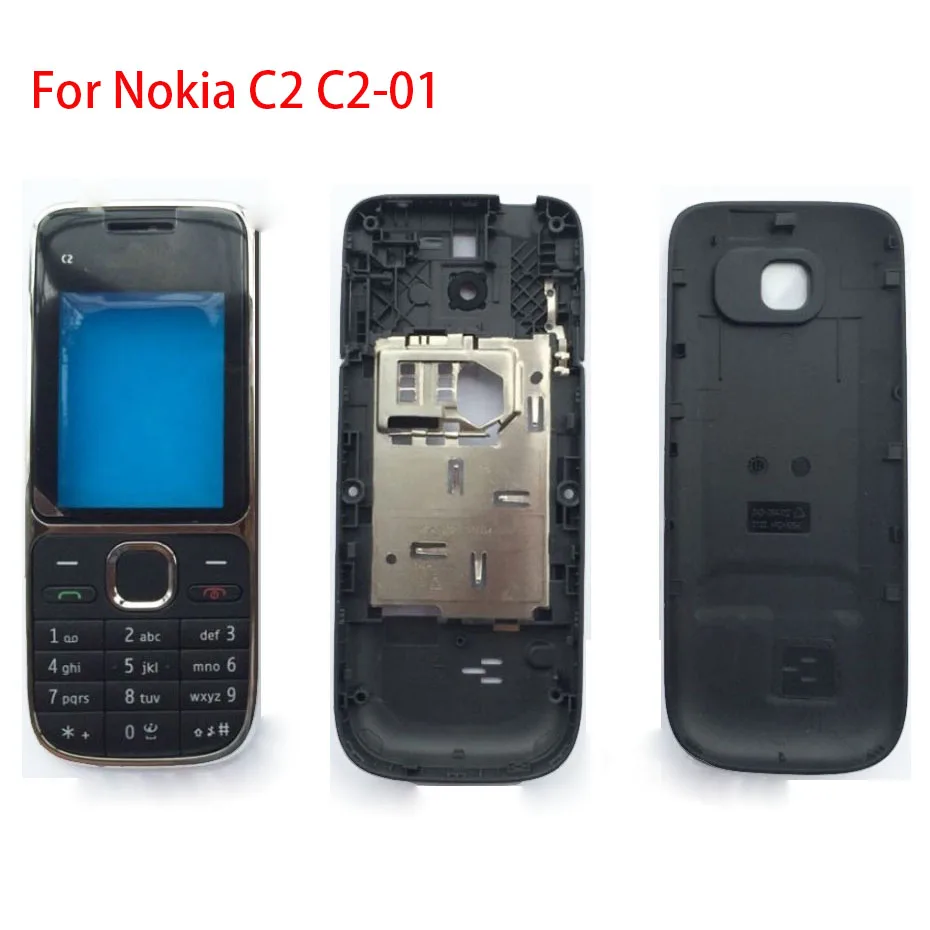 New Plastic Full Housing For Nokia C2 C2-01 Battery Cover Front+Middle Frame Keypad