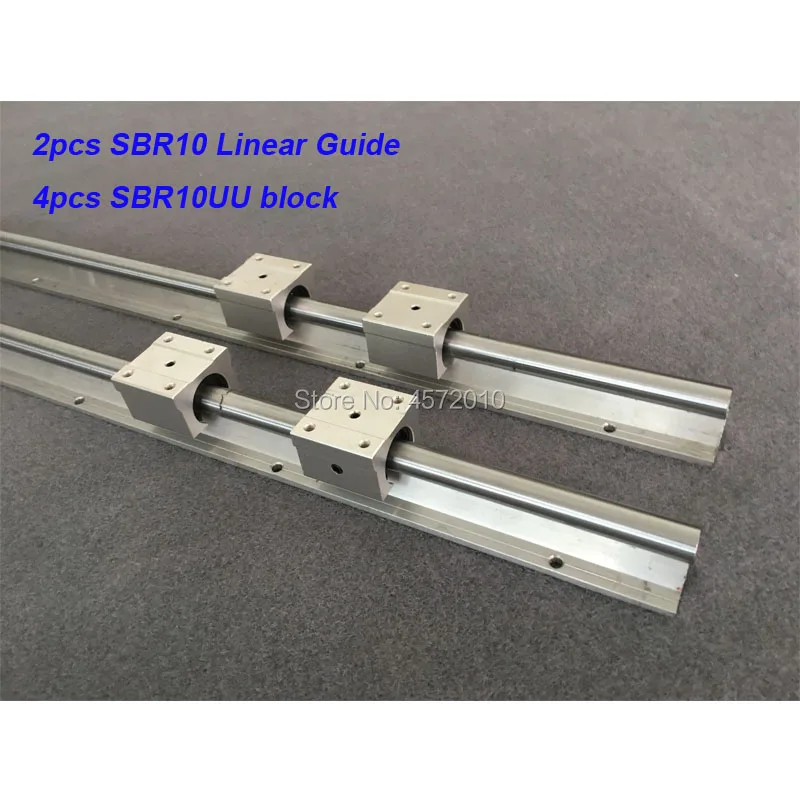 

2pcs SBR10 L= 200/300/400/500/600mm linear rail support with 4pcs SBR10UU linear guide auminum bearing sliding block cnc parts