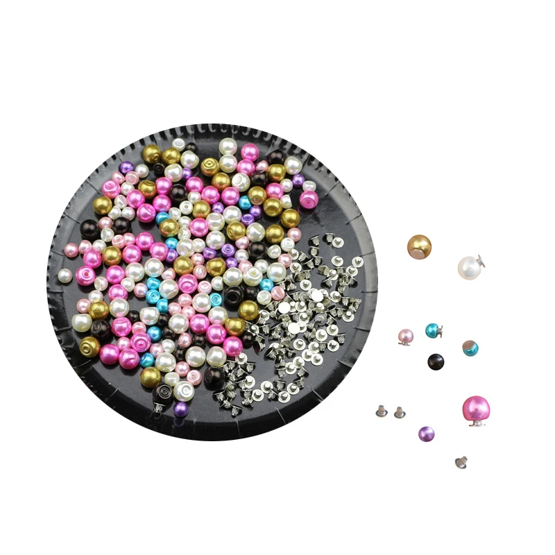 50Sets 6MM/8MM Color Imitation Pearl Rivets Studs DIY Wedding Decor Rivet Pearls Garment Leather Shoes Accessories Beads Spikes