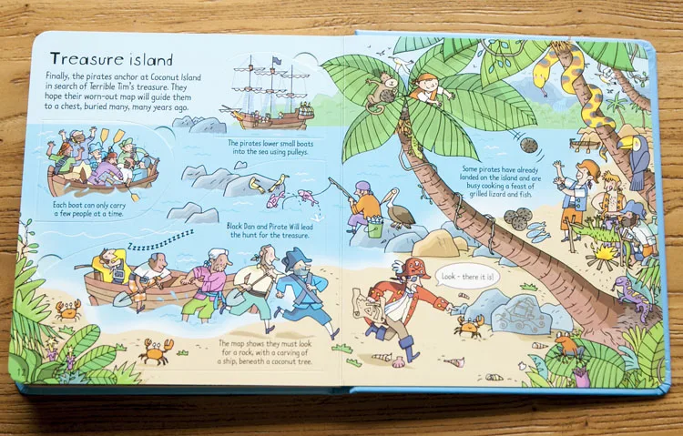 Britain English 3D Look Inside a Pirate ship flap book Education Children kids reading learning boy gift over 50 flaps