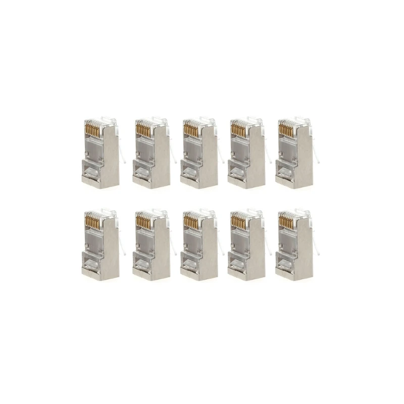 Probador de Cable de 10 piezas, Conector de enchufe Modular RJ45 CAT6 de 8 pines 8P8C, engarce trenzado blindado