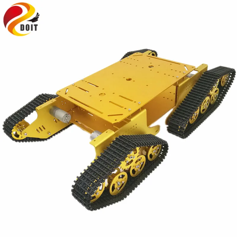 

DOIT 4WD Robot Tracked Tank Car Chassis TD900 with Aluminum Alloy Chassis/Frame Robotic Arm Interface Holes DIY RC Toy