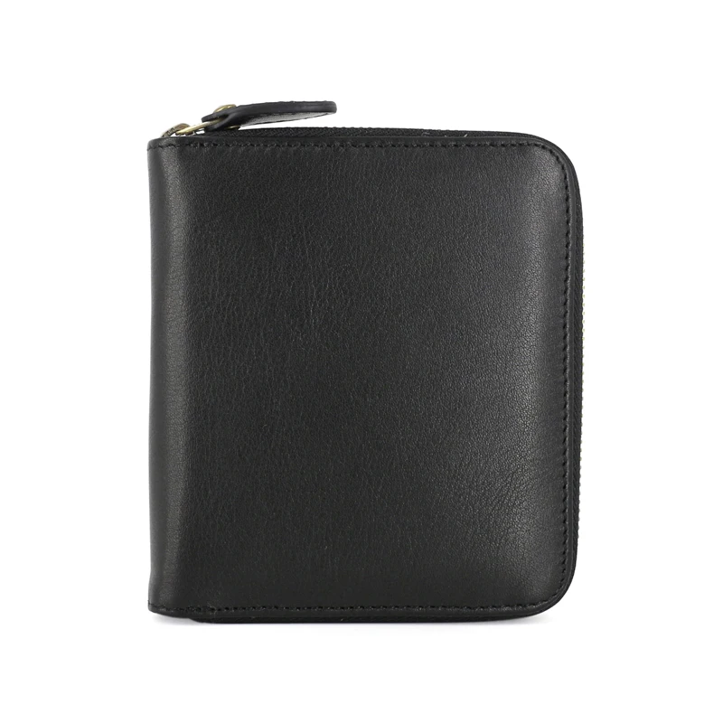 Billetera corta de cuero genuino para hombre, bolso de mano informal de lujo con cremallera, de piel de vaca, monedero para tarjetas de crédito, 100%