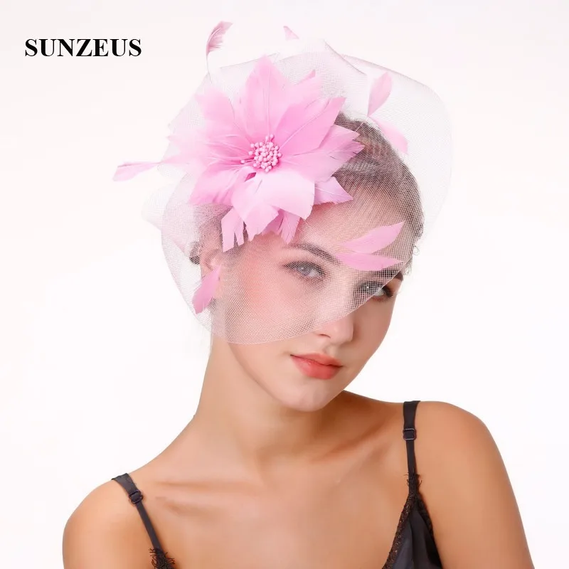 Feathers Flowers Attractive Ivory Bridal Wedding Hats Tulle Women's Party Hair Accessories Fascinators sombrero boda SH53