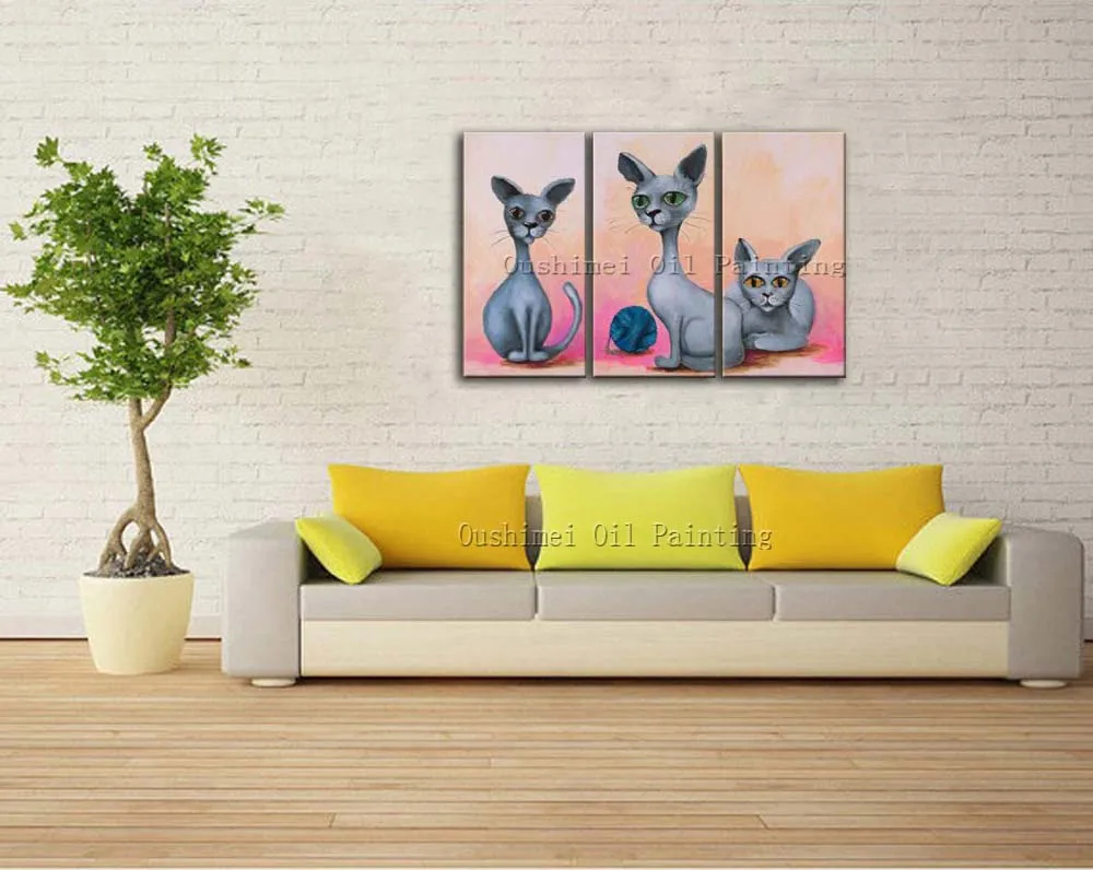 Skills Artist Pure Hand-painted High Quality Modern Wall Decorative Painting Funny Cat Oil Painting For Wall Decoration