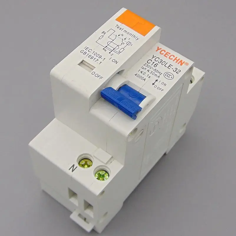 YC30LE-32 16a 230V ~ 1P + N Resterende Stroomonderbreker Met Overstroom En Lekbeveiliging Rcbo