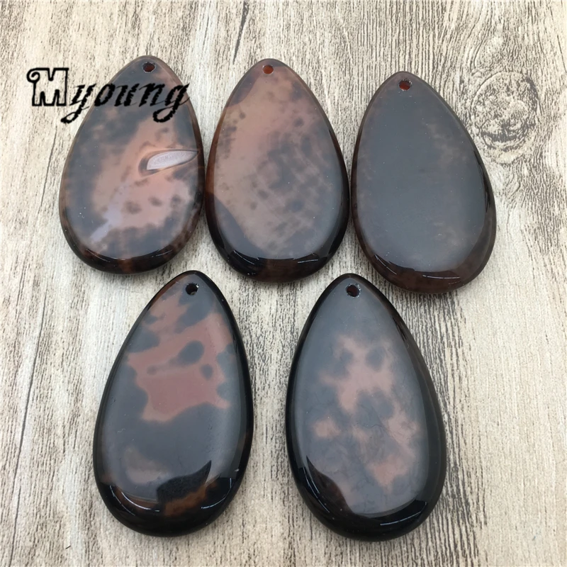 Water Drop Shape Brown Agates Quartz Slice Pendants,Quartz Druzy Charms For DIY Jewelry Making MY1915