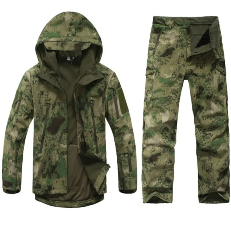 Hunting Camping fishing Outdoor softshell Jacket+pants Waterproof Windproof Polyester Coats Jacket Hoody Suit