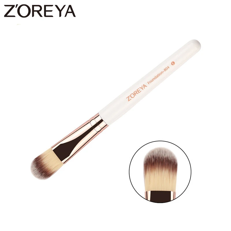 

ZOREYA Brand Pearl White Foundation Makeup Brushes Eco-friendly Synthetic Hair Comfortable Wooden Handle Make Up Brush 1 PCS