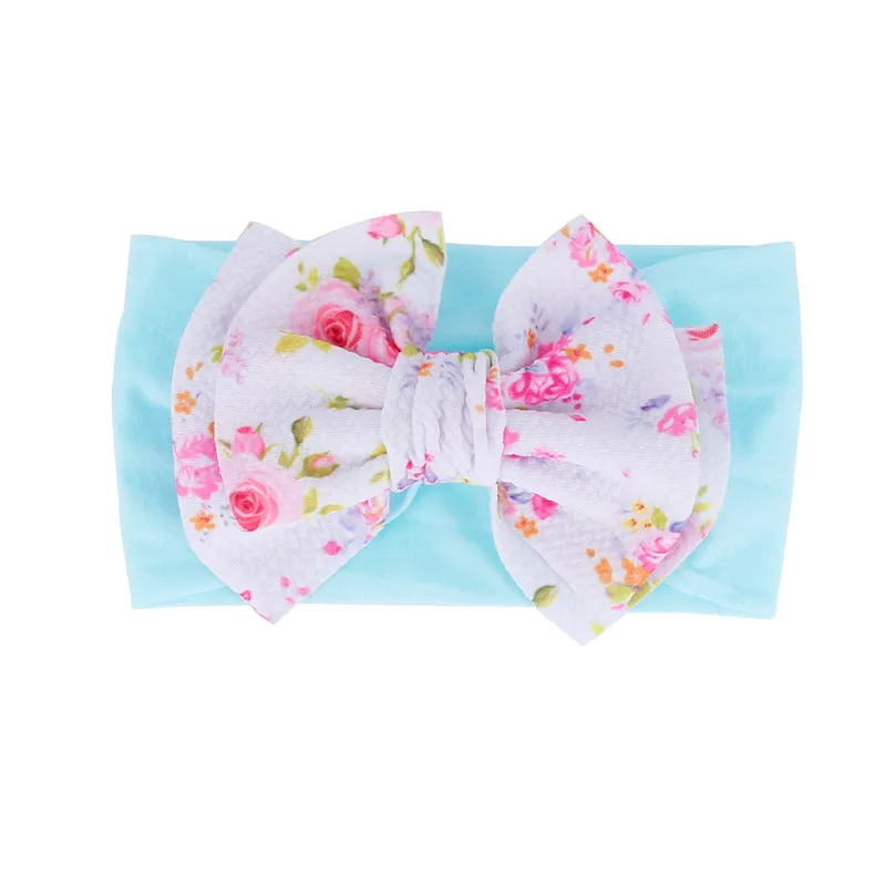 2020 New Arrival Turban Popular 5 Big Hair Bow Headband For Girls Headwrap Textured Fabric Elastic Kids DIY Hair Accessories