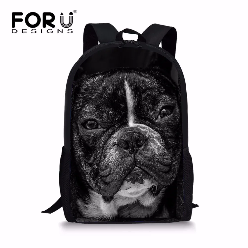 

FORUDESIGNS Trendy Fashion Black Pug Dog Backpack for High School Kids Unisex Teenager Boys Girls Bagpack Mochila Kids Rucksack