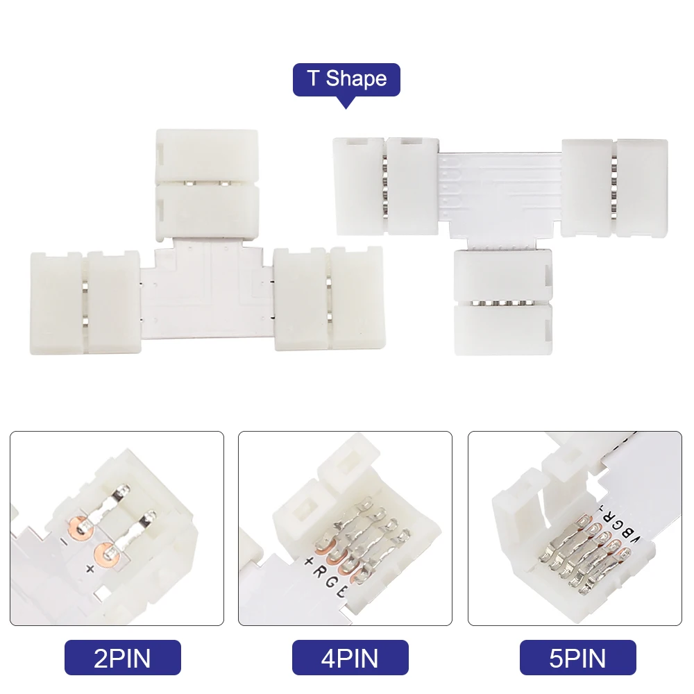 LED-Streifen-Anschlüsse, 2-polig, 3-polig, 4-polig, 5-polig, 10 mm, freier Schweißanschluss, L-Form, T-Form, X-Form, für LED-Streifenlicht, 5