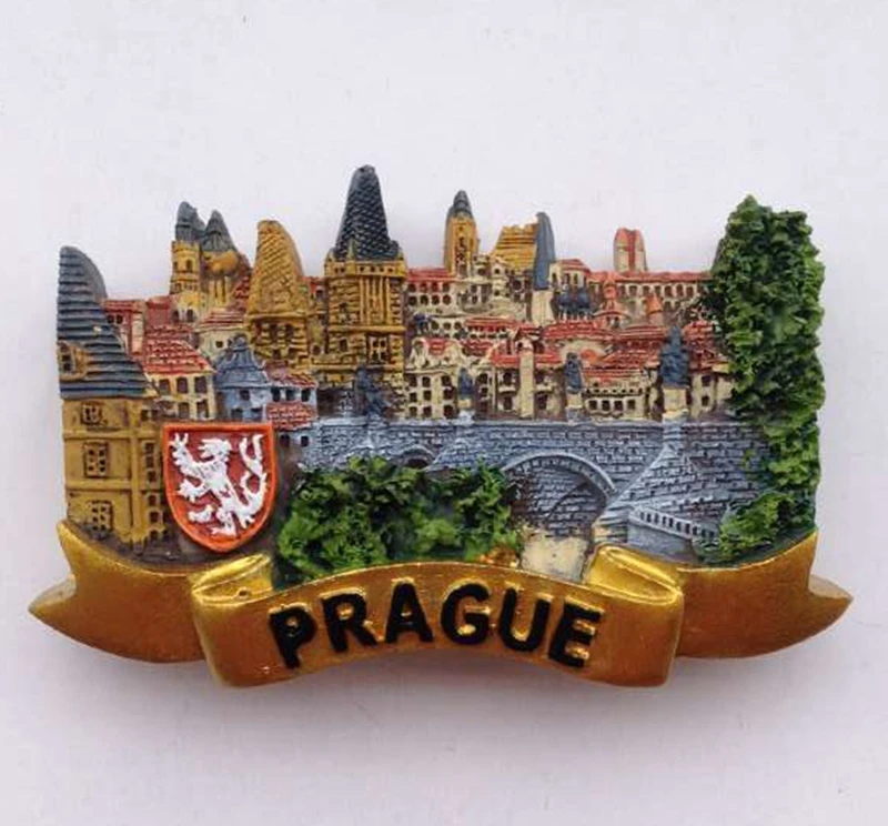 Hand-painted Czech Prague Charles Bridge 3D Fridge Magnets Tourism Souvenir Refrigerator Magnetic Stickers Home Decortion