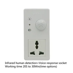 Hot sales smart home PIR switch human induction switch power plug delay time adjustable Motion Voice dual control power socket