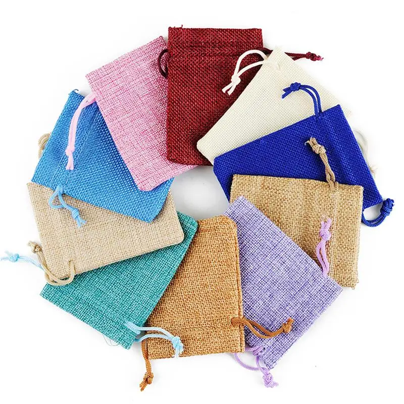 

100pcs/lot Purple Drawstring burlap candy bags for Wedding Decoration