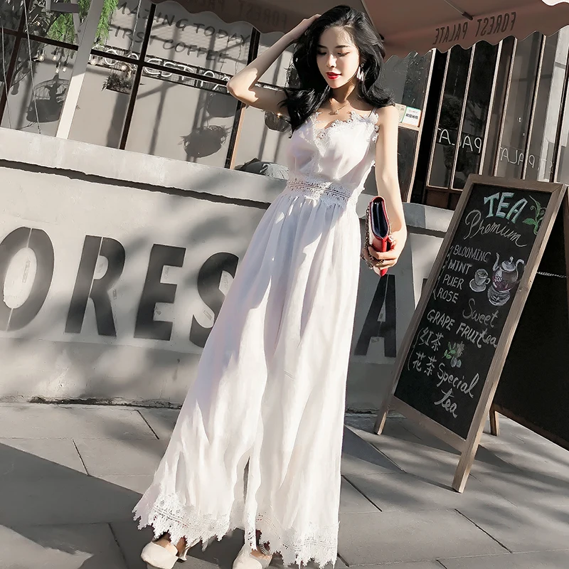 Ladies New Fashion Jumpsuit Women Elegant Sexy Lace Stitching Rompers Camisole Jumpsuit