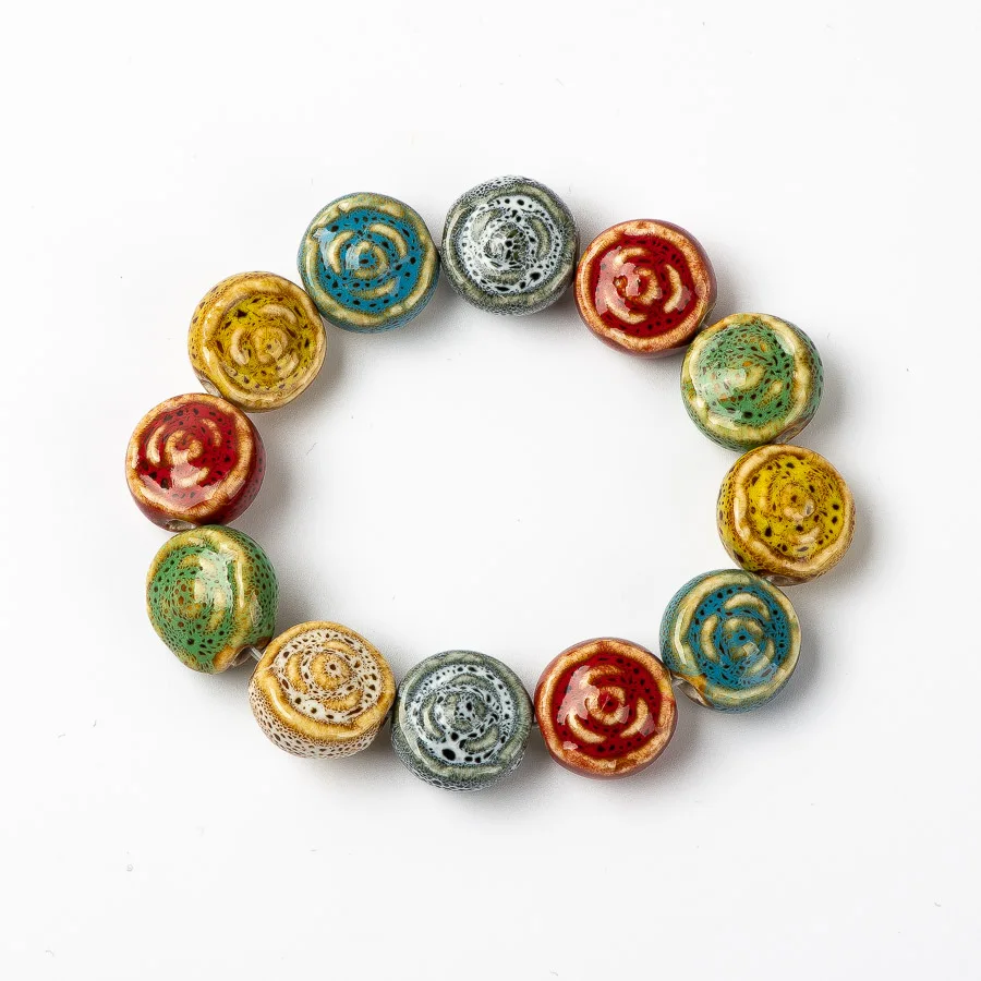 Colorful Unique Rose Ceramic beads bracelets hand made DIY Artware Retro bracelet Jewelery wholesale #FY367