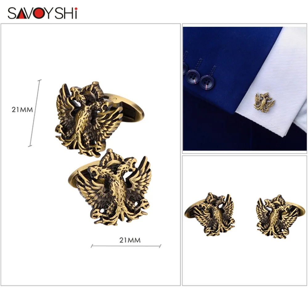 SAVOYSHI 2 colors available Shirt Cufflinks for Mens High quality Vintage Metal Double-headed eagle Cuff links Brand Jewelry