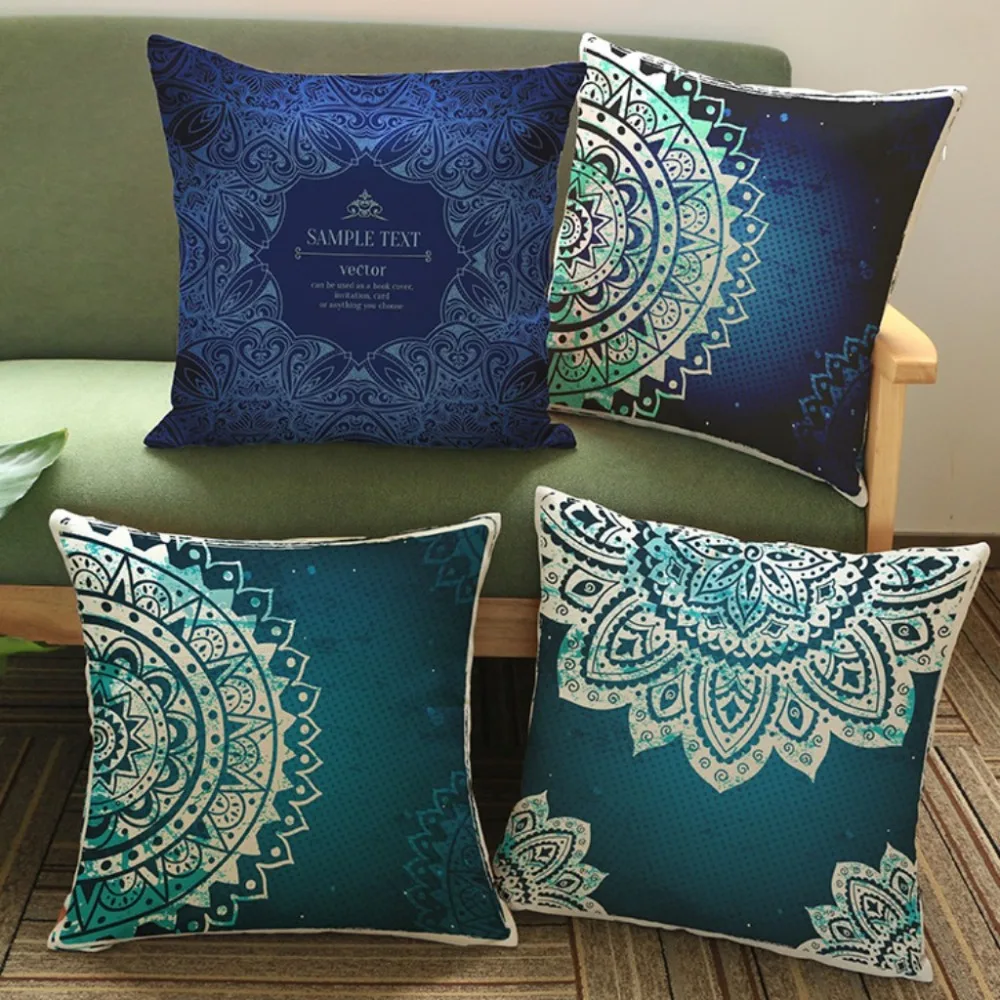 European Royal Manlada Decorative Pillows Noble blue Elegant Linen Sofa Chair Pillows Retro Summer Backyard Cushions