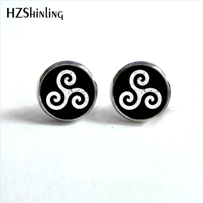 ED-0039 New Arrival Teen Wolf Stud Earrings Steampunk Glass Dome Triskelion Allison Round Earrings Wholesale HZ4