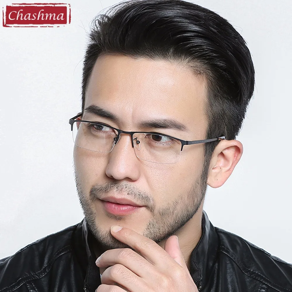 

New Men's Alloy Eyeglass Half Frame Men Glasses Quality Frame Eye Flasses Frames Myopia Spectacles Male Black Eyewear