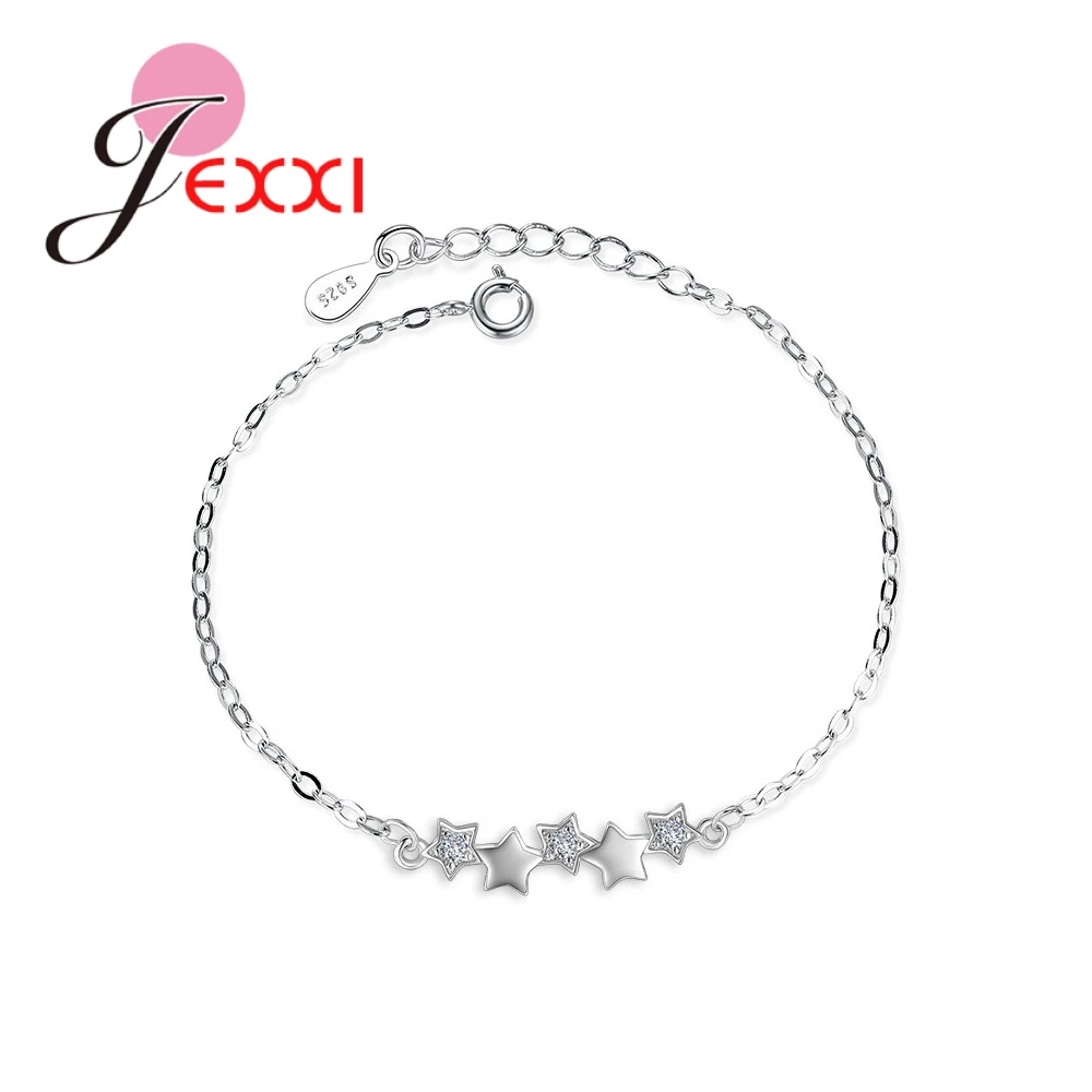 Cute ren Beautiful Star Charm Bracelet For Girls  Hand Chain 925 Silver Needle Best Friend Women's Beach Bracelets