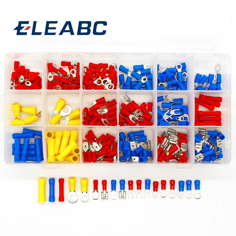 300pcs Electrical Wire Crimp Terminals Kit Insulated Terminator Spade Butt Connectors Red Yellow Blue Assorted terminales Set