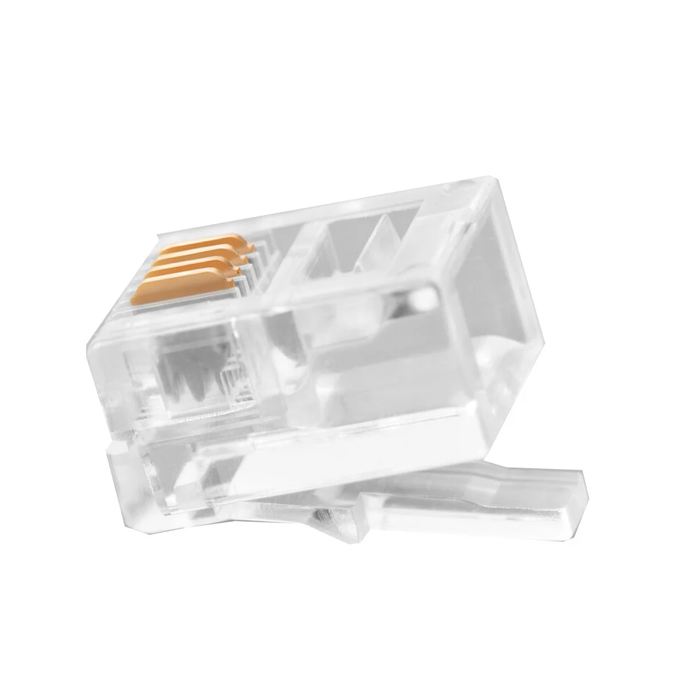 Aucas RJ11 Telephone Modular Plug Connection 6P4C 50u Gold-plated 2 or 4 Cores Voice Wire Connector Free Shipping