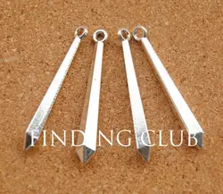 30 pcs  Silver Color Faceted Geometric Spikes Charms Pendant DIY Metal Bracelet Necklace Jewelry Findings A290