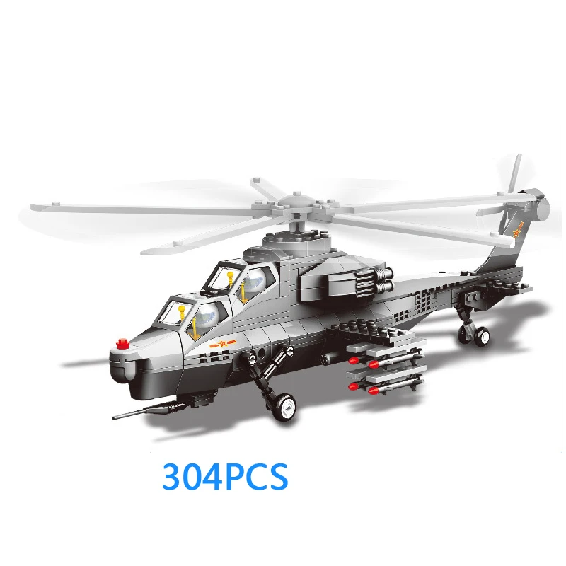 Modern military weapons WZ10 helicopter scale J15 J20 fighter building block ww2 air force figure Osprey airplane toy collection