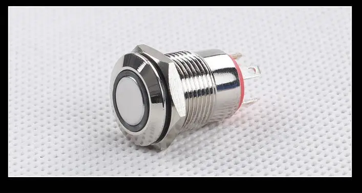 12v Metal push button switch with light openings 12mm flat head self-reset button waterproof LED light ring