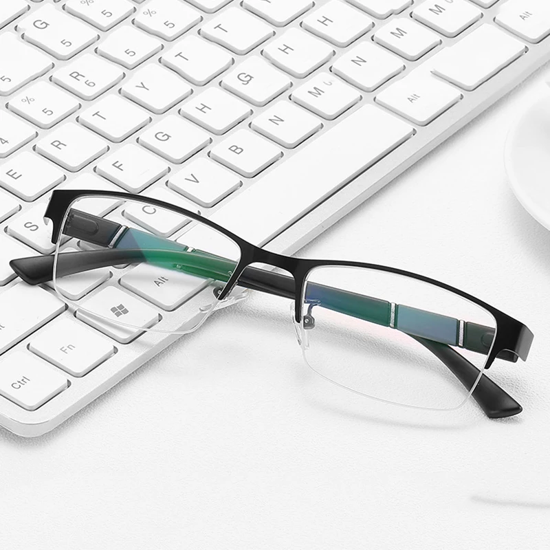 Prescription Eyeglasses Rectangle Half Frame Design Optical Glasses Myopia Resin Lenses Spectacles -0.5 -1 -1.5 -2 -2.5 -3 -5 -6