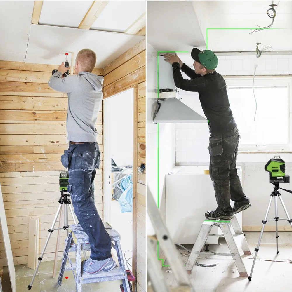 Imagem -04 - Huepar-green Beam Laser Level com Plumb Dots Auto-nivelamento 360 ° Rotary Cross Line Vertical e Horizontal Ferramenta de Medição Linhas