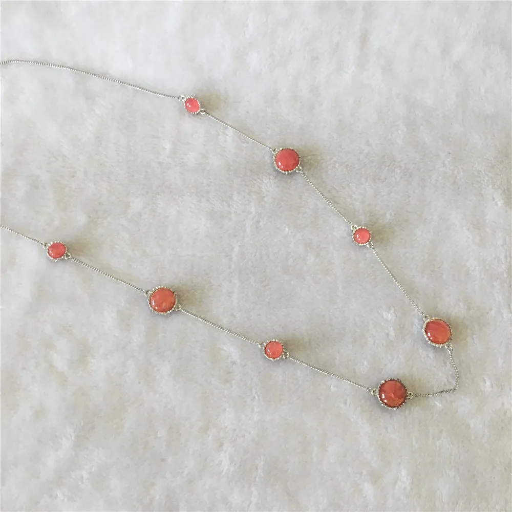 Lovely Gold Color Plating With Green Red Blue Stone Long Necklace For Women Sweater Decoration Gorgeous Elegant Party Jewelry