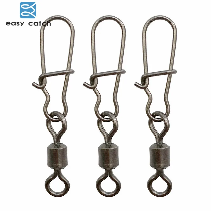 Easy Catch 35pcs Rolling Fishing Swivel With Nice Snap Black Nickle Brass Hard Fishing Lure Connector Fishing Accessories