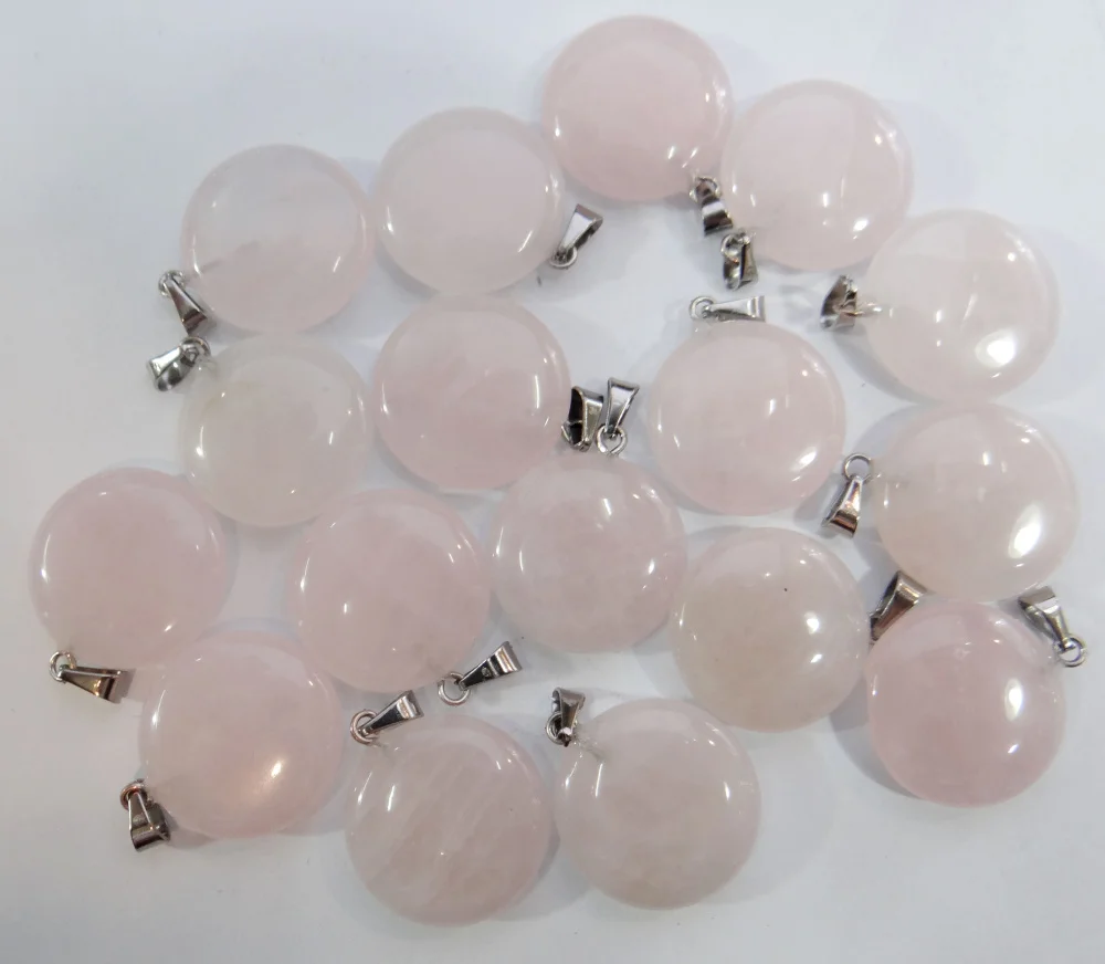 Wholesale Natural Stone Quartz Crystal tiger eye Unakite Mix Onyx Charms Round cake Pendants For Jewelry Making necklace 12PC