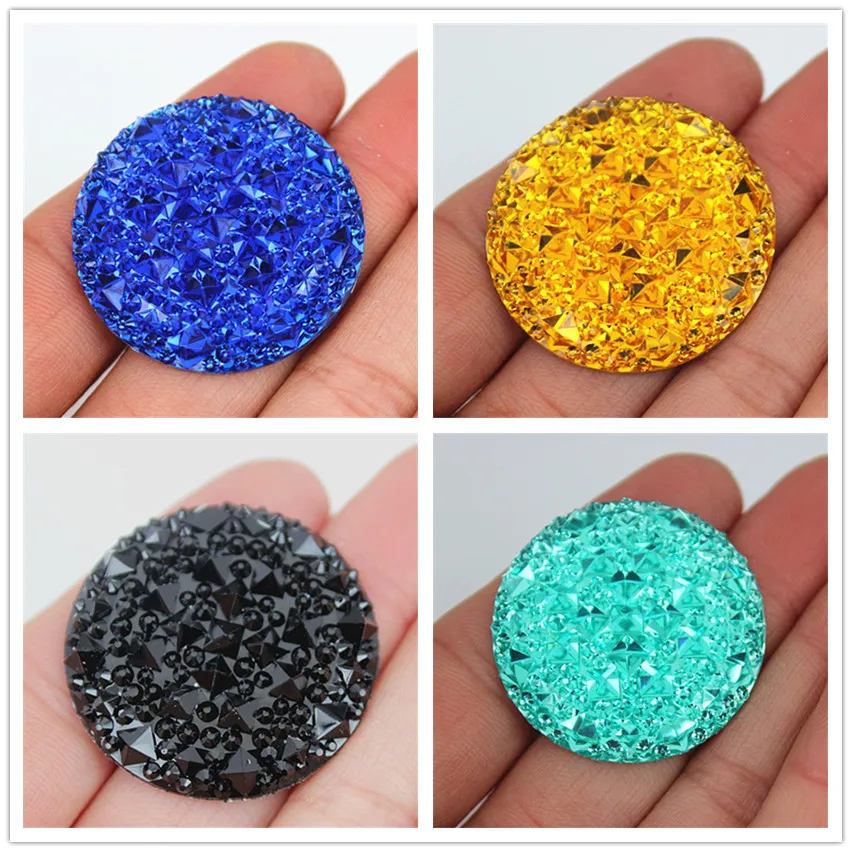 Cong Shao 10pcs 35mm Big Round Shape Resin Rhinestones Applique Stones And Crystal Gems Flatback For Costume Button Crafts ZZ783