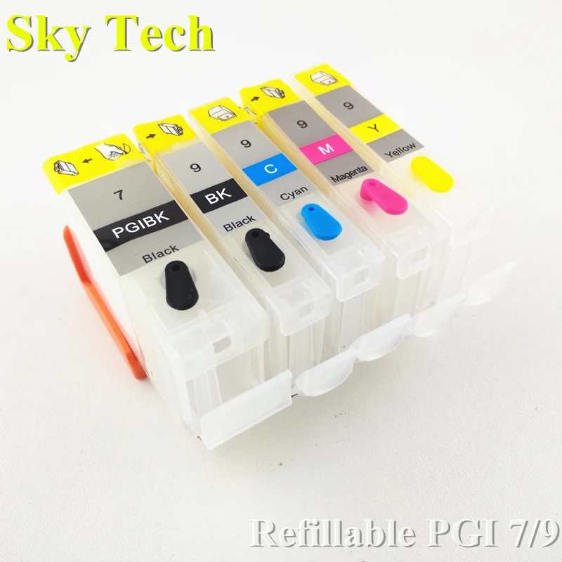 

5PK многоразовый картридж для PGI7 PGI9, для струйного принтера Canon Pixma MX7600 IX7000, с чипами ARC