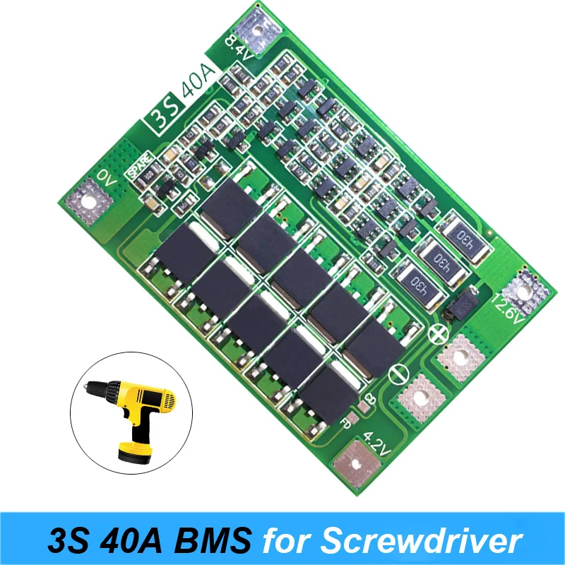 3S 40A do wkrętaka 12V Li-Ion 18650 Bms Pcm tablica zabezpieczająca baterię Bms Pcm z balansem Liion akumulator