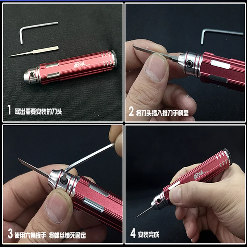 MSWZ 5 in 1 Replaceable Blade Precise Pushing Knife Carver Line Nicking Tool For Gundam Model Making Carved Sword Hobby DIY